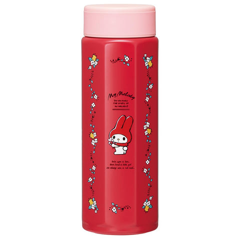 스케이터 (Skater) 스테인리스 스틸 머그 보틀, 500ml, 잡기 편한, 팔각형 단열 물병, 마이 멜로디 플라워, 레트로 산리오 STO5-A