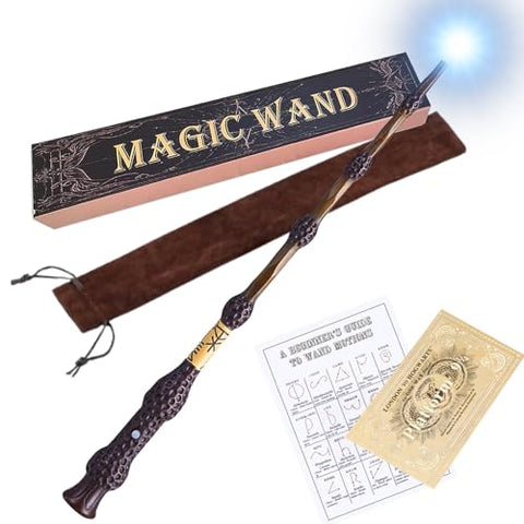 Magic Wand + Free Storage Bag, Harry Potter Cosplay Goods, Magic Wand Set with Light, Light Up Wand, Magic Wand Light, Storage Bag Included Packaging Box (Dumbledore) [Parallel Import]