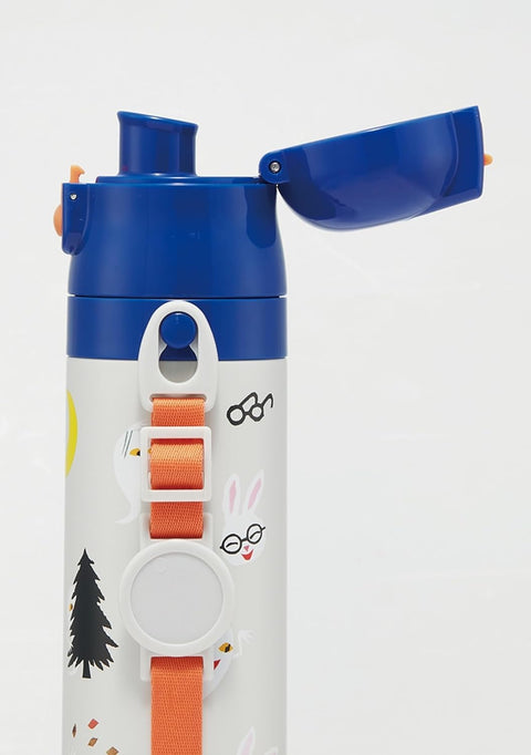 Skater SDC4-A Children's Stainless Steel Water Bottle, Direct Drinking, 16.5 fl oz (470 ml), Glasses Rabbit, Lightweight Type, For Girls, Boys, Cold Insulation, Sports Bottle, Cute, For Kids
