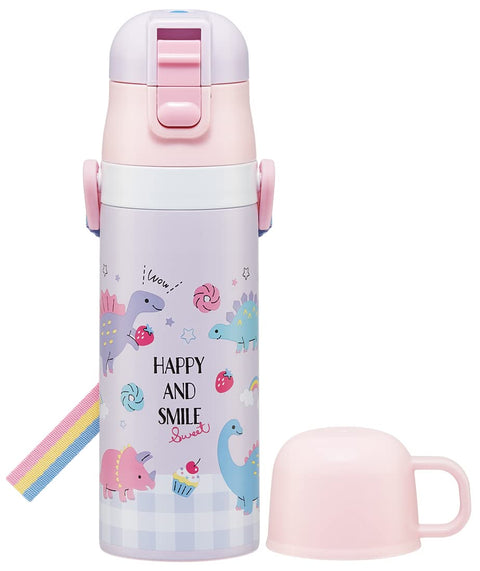 스케이터 (스케이터) 어린이용 스테인리스 스틸 물병, 투웨이, 다이렉트 드링크, 470ml, 컵 드링크, 430ml, Happy & Smile Rainbow, 어린이용, 경량 타입, 여아용, 보온/보냉 물병, 스포츠용 병, 귀여운 어린이, 어린이, 어린이, 물병, SKDC4-A