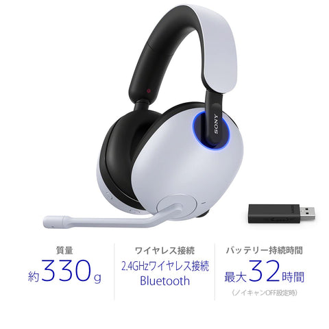 Sony INZONE H9 無線降噪遊戲耳機 WH-G900N（2.4GHz/藍牙、360 立體音效、低延遲、吊桿麥克風、適用 PS5）白色