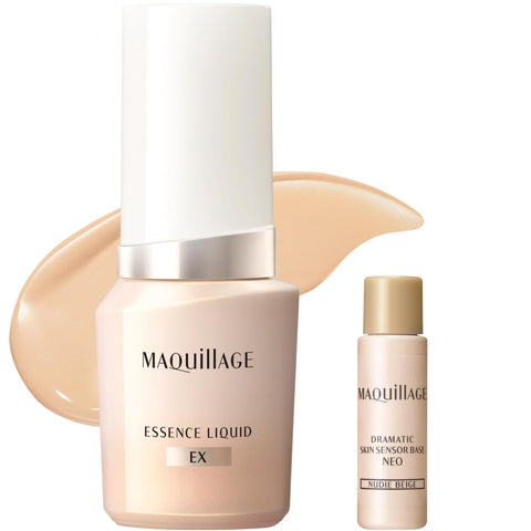 资生堂 (MAQUILLAGE) 精华液体EX 驼褐色10 化妆底液小型附件 24mL+8mL SPF50+ | 粉底液 | 液体状 | 无香料 | 2025年型 网络限定 毛孔遮瑕 光泽 透明感 粉底美容液 | 资生堂