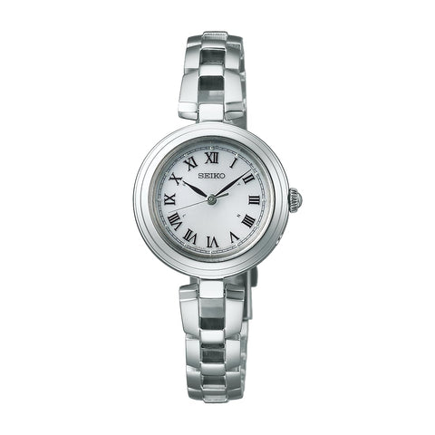 Seiko Selection S Series Women's Solar Radio Bracelet, Dial: White/Case Band: Silver, Bracelet Type
