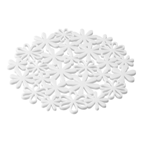 山崎實業 鍋墊 花 白色 約寬20公分×長20公分×高0.5公分 鍋墊 矽膠 7679