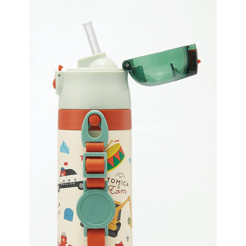 Skater SKCP3-A Children's Stainless Steel Water Bottle, 2-Way Drinking Straw, 14.1 fl oz (410 ml), Cup Drinking, 11.8 fl oz (350 ml), Tomica and Tom, Tsumupappa, Kid-friendly Lightweight Type, Small