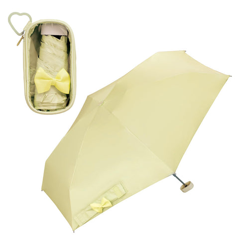 (2024) Wpc. Parasol RIZZFUL PARASOL Citron/Yellow "100% Light Shading Rate, 100% UV Reduction, UPF50+, Rain or Rain" Folding Umbrella, Ribs, 18.5 inches (47 cm), Women's Clear Pouch, Stylish, Cute,