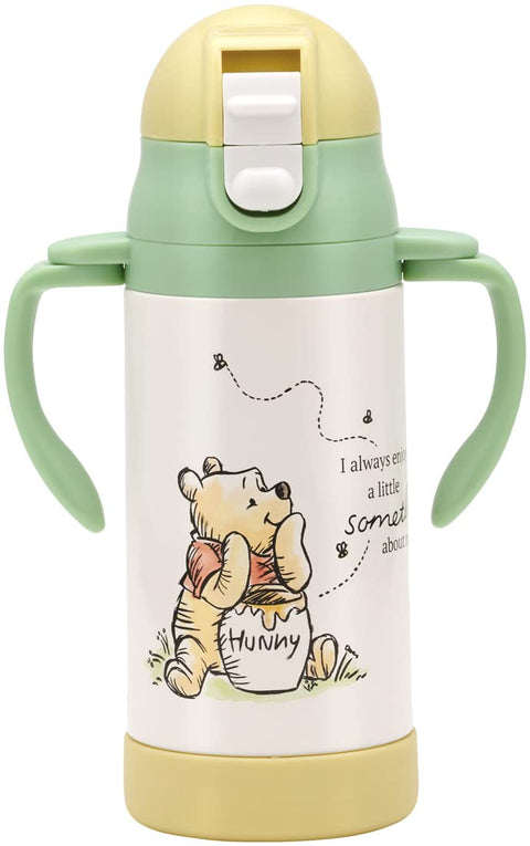 Skater STWM3N-A Two-Handed Stainless Steel Water Bottle with Straw, Baby Mug, Disney, Winnie the Pooh, Picnic, 11.8 fl oz (350 ml), Girls