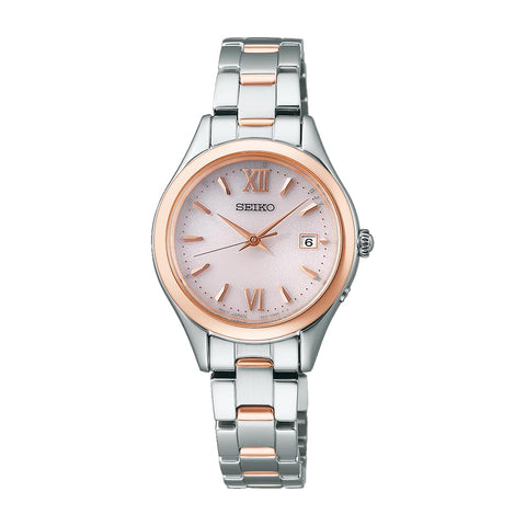 Seiko 精工手錶 精工 精選 S系列 女士太陽能電波 圓形錶盤, 錶殼:銀&玫瑰金,錶盤:粉紅色, 錶殼形狀:圓形(圓形)