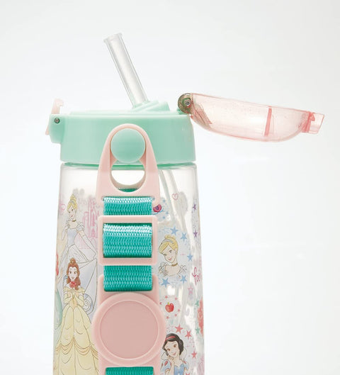 스케이터 (스케이터) 워터 보틀, 480ml, 아동용 빨대가 달린 투명 보틀, 디즈니 프린세스, 23명의 여아용, PDSH5