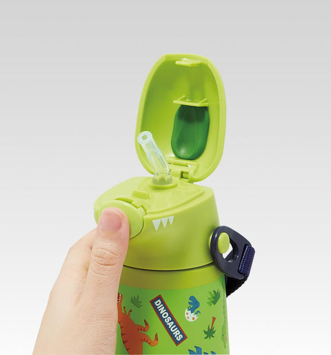 Skater SSH4D-A 3D Stainless Steel Drinking Drinking Bottle, 12.5 fl oz (370 ml), Vacuum Double Layer, For Cold Insulation, Dinosaurus
