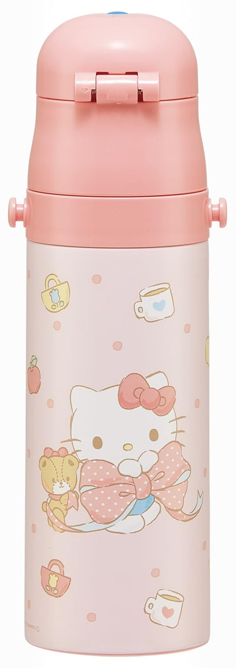 Skater SDC4 Sanrio Hello Kitty Stainless Steel Water Bottle, For Kids, Direct Drinking 16.5 fl oz (470 ml), Lightweight Type, For Girls, Cold Insulation, Water Bottle, Sports Bottle, For Kids