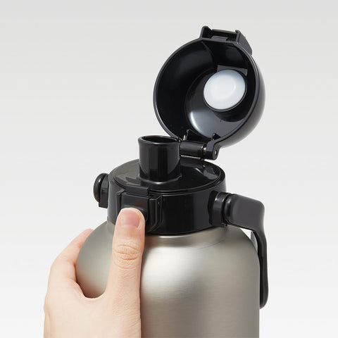 Skater STD20H-A Stainless Steel Water Bottle with Handle, Direct Drinking, 6.6 gal (2 L), Large Capacity, One Push Type, Silver, 6.8 fl oz (2000 ml), Vacuum Double Layer, Thermos Flask