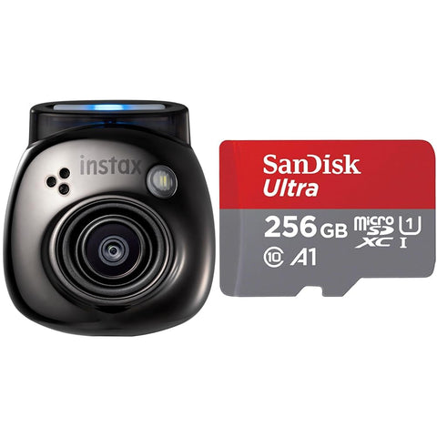 [MicroSD 카드 세트] 후지필름 팜 사이즈 카메라 체크 인스탁스 팔 젬 블랙 와이드 앵글 렌즈 멀티 포맷 INS PAL 블랙+마이크로SD 카드 256GB UHS-I 클래스 10 10년 제한 보증 샌디스크 울트라 SDSQUAC-256G-GH3MA 새 패키지