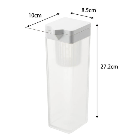 Yamazaki 1749 Folding Cold Water Bottle with Tea Bag, White, W3.3 x D3.9 x H10.7 inches (W8.5 x D10 x H27.2 cm), Tower 1.2 L, Dishwasher Safe Barley Tea Pot
