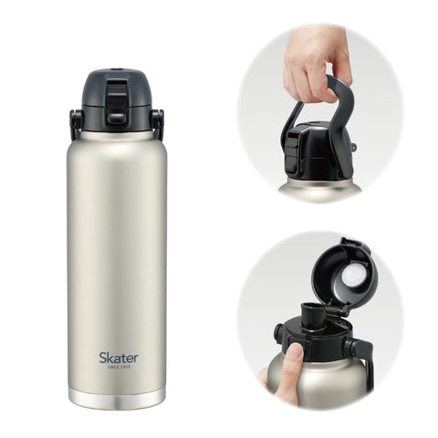 스케이터 (스케이터) 손잡이가 달린 다이렉트 보틀, 1500ml, 물병, 머그 보틀, 실버, STD15H-A
