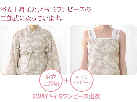 浴衣 女士 單品 [Nagoya] 女物 2WAY 吊帶洋裝 浴衣 吸汗速乾 分離式 兩部式 現代 可愛 高看 夏祭 晚涼 煙火 女士