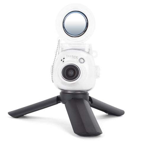 HIYQIN Fuji Mini Pal 保護ケース 自撮りミラーと三脚付き クリアケース 黒い三脚 Instax Mini Palインスタントカメラに対応 - Fuji Palカメラアクセサリー