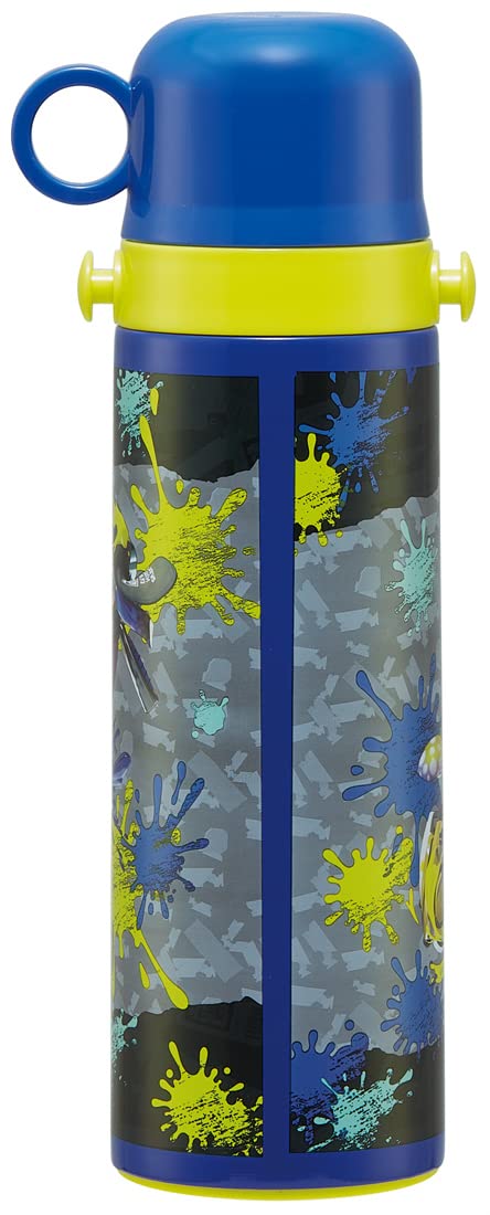 Skater SKDC6-A Children's Stainless Steel Water Bottle, 2-Way Direct Drinking, 20.8 fl oz (580 ml), Cup Drinking, 20.4 fl oz (570 ml), Splatoon 3, Lightweight Type, For Boys, Hot & Cold Water Bottle,