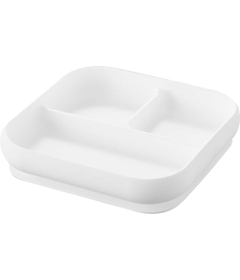 Yamazaki 10049 Silicone Baby Food Tray with Suction Cups, White, W 7.1 x D 7.1 x H 1.6 inches (18 x 18 x 4.1 cm), Tower Tower, Dishwasher, Microwave, Freezer Safe, Won't Turn Invert, Easy to Scoop