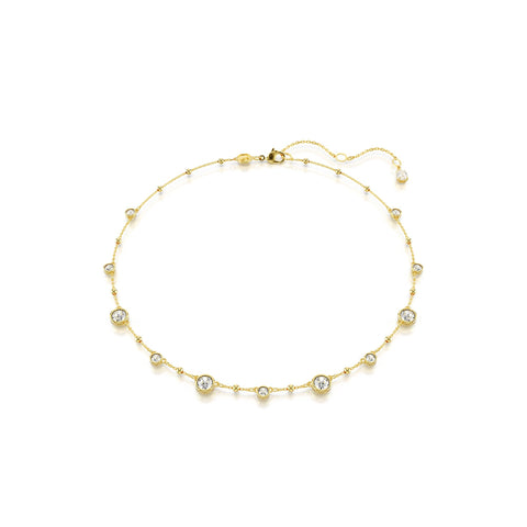 [Swarovski] Imber Necklace, Round Cut, Scattered Design, White, Gold Tone Plated, Crystals, 23K Gold plated, Cubic Zirconia, Crystal
