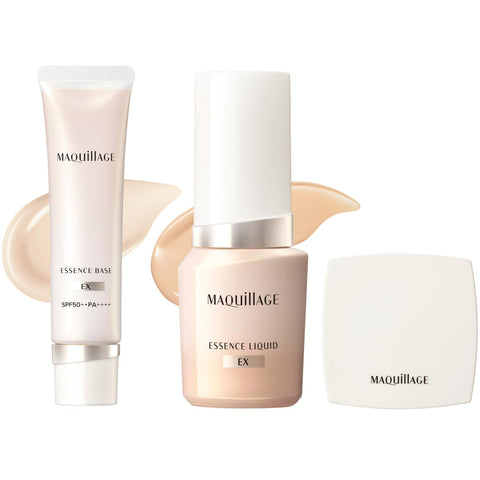 MAQUILLAGE Base Makeup Limited Kit Essence Base EX Pure Ivory 30g (SPF50+ PA++++) + Essence Liquid EX Ochre 10 Body 24mL + Compact Mirror Attached | Makeup Base + Foundation | Cream and Liquid | White