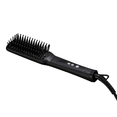 SALONIA Straight Heat Brush, Slim, Black, International Compatible, Max 210°C, 50W, Ceramic Coating, Malfunction Prevention, Negative Ion, SL-012BKS