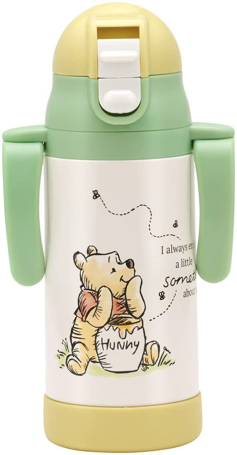 Skater STWM3N-A Two-Handed Stainless Steel Water Bottle with Straw, Baby Mug, Disney, Winnie the Pooh, Picnic, 11.8 fl oz (350 ml), Girls