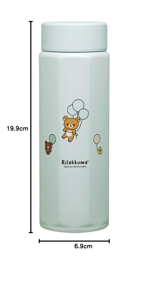 스케이터 (스케이터) STO569196 스테인리스 스틸 머그 보틀, 500ml, 잡기 편한 팔각형 단열 물병, 리락쿠마 푸와토 벌룬