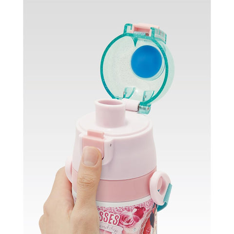 Skater SKDC4-A Children's Friendly, Lightweight, Stainless Steel, 2-Way Water Bottle, 15.2 fl oz (430 ml), Disney Princess, 24, For Kids, Direct Drinking, Cup Included, Stainless Steel
