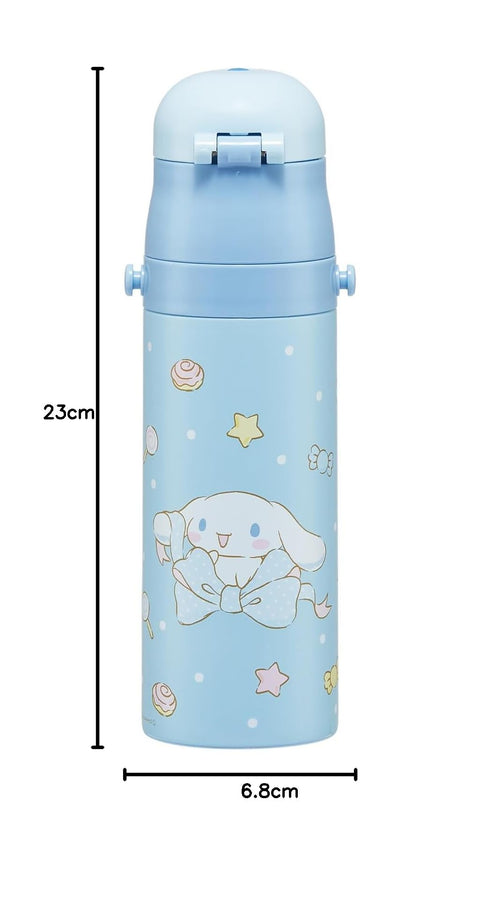 Skater SDC4 Children's Stainless Steel Water Bottle, Direct Drinking, 16.5 fl oz (470 ml), Children's Friendly Lightweight Type, Sanrio Cinnamoroll, Big Ribbon, For Girls, Cold Insulation, Water
