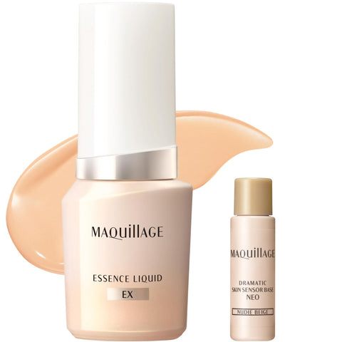 资生堂 (MAQUILLAGE) 精华液液体EX 软米色10 化妆底液小型附件 24mL+8mL SPF50+ | 粉底液 | 液体状 | 无香料 | 2025年型 网络限定 毛孔遮瑕 光泽 透明感 粉底美容液 | 资生堂