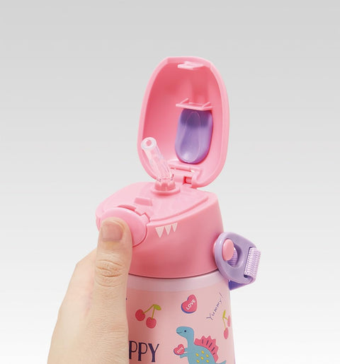 스케이터 (스케이터) 3D 스테인리스 스틸 스트로 워터 보틀, 370ml, 진공 이중 단열, 익스클루시브, 해피 앤 스마일 SSH4D-A