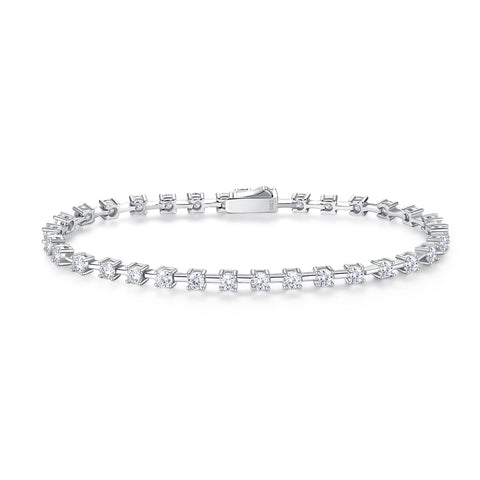 FANCIME Moissanite Women's Tennis Bracelet, Width 0.16 inch (3 mm), 0.2 inch (4 mm), 0.2 inch (5 mm), Tennis Bracelet, Sterling Silver, Gold Color, Silver, Reward, Christmas, Birthday, Anniversary