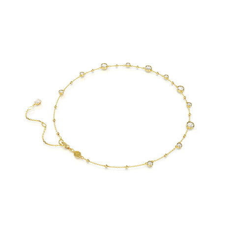 [Swarovski] Imber Necklace, Round Cut, Scattered Design, White, Gold Tone Plated, Crystals, 23K Gold plated, Cubic Zirconia, Crystal