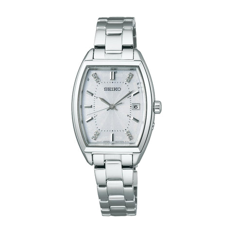 Seiko Selection S Series Women's Wristwatch, Tonneau Type, Solar Radio Wave, Silver, Bracelet Type
