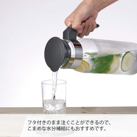 Hario RPLN-14-CGR​​ 附手柄玻璃飲料罐，1400ml，黑色