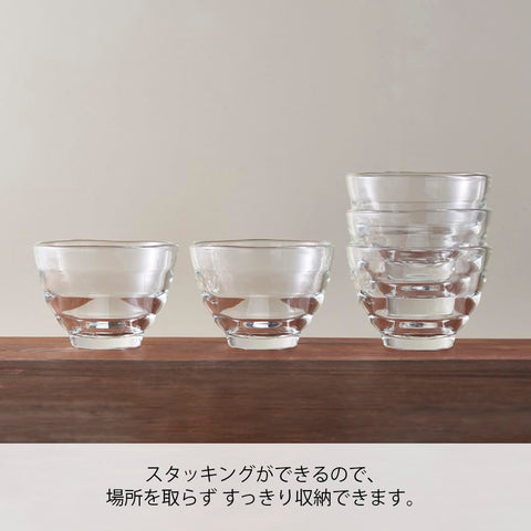 HARIO HU-3012 Heat-Resistant Glass Cups, Set of 5, Microwave/Oven/Dishwasher Safe, 5.7 fl oz (170 mL), Made in Japan