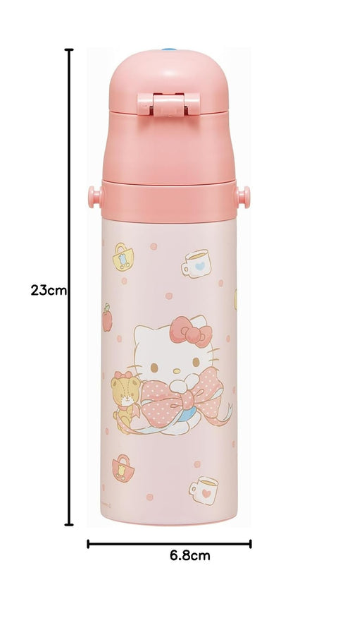 Skater SDC4 Sanrio Hello Kitty Stainless Steel Water Bottle, For Kids, Direct Drinking 16.5 fl oz (470 ml), Lightweight Type, For Girls, Cold Insulation, Water Bottle, Sports Bottle, For Kids