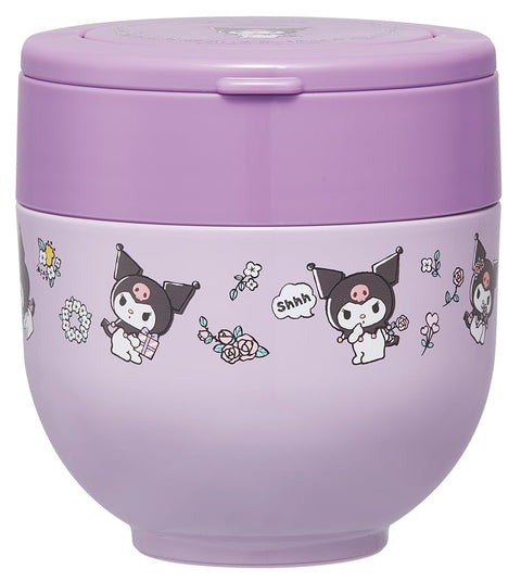 스케이터 (스케이터) 단열 덮밥 도시락 용기 540ml 접이식 손잡이 포함, 항균 산리오 쿠로미 플라워 레트로 걸 LDNO6AG67965