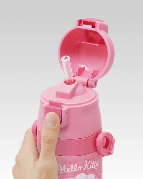 스케이터 (스케이터), 어린이용 스테인리스 스틸 물병, 양방향 빨대 음료, 410ml, 컵 드링크, 350ml, 키티, 스타일리시, 어린이 친화형, 경량 타입, 여아용, 히트/쿨, 산리오, 소용량, 물병, 물병, 스포츠 보틀, 귀여운 어린이, 어린이, 물병, SKCP3-A