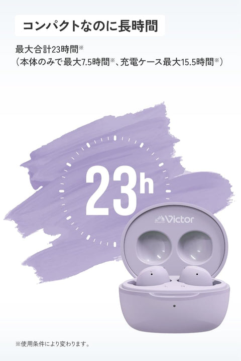 JVCKenwood Victor HA-A6T-B 無線耳機 藍牙 Ver.5.4 多點 合計23小時播放 帶麥克風 小型 輕便 防水 黑色 HA-A6T