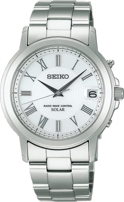 Seiko 精工手錶 精工精選 男士太陽能電波, 銀色/白色, 手鍊類型