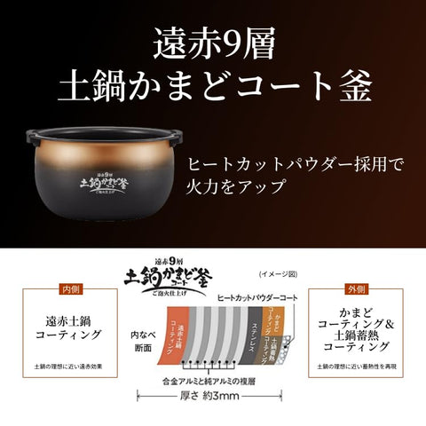 TIGER JPI-S10NK Thermos Cooker, 5.5 Cm, Pressure IH, Foam Cooker, Made in Japan, Heat Retention 24 Hours, Easy to Clean, Black
