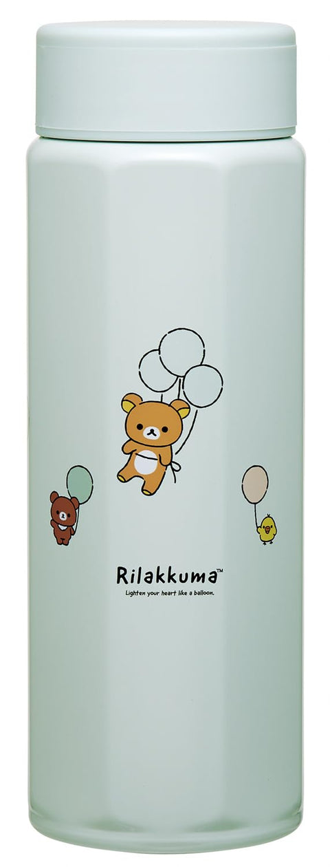 스케이터 (스케이터) STO569196 스테인리스 스틸 머그 보틀, 500ml, 잡기 편한 팔각형 단열 물병, 리락쿠마 푸와토 벌룬