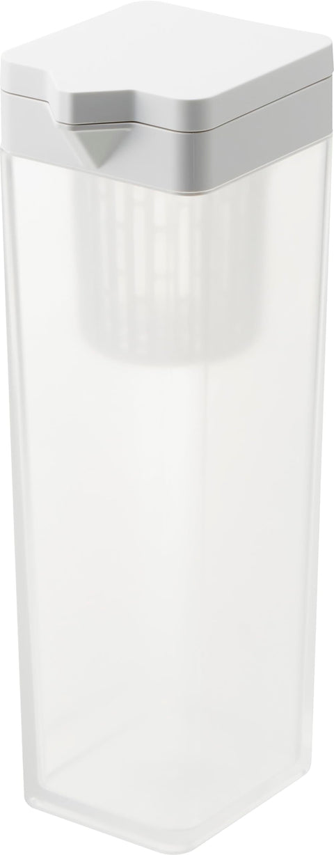 山崎實業 可倒置放 冷水壺 帶茶包 白色 W8.5×D10×H27.2cm 塔式 tower 1.2L 可用洗碗機清洗 大麥茶壺 1749