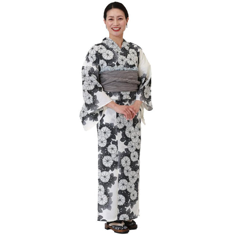 京都與服友禪 浴衣 女士 兵兒帶 2件套 現代 復古 棉 夏季 和服