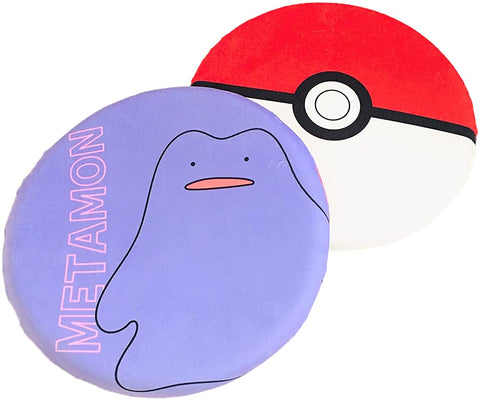 MORIPiLO 座布団 椅子 クッション ポケモン BIG モンスターボール メタモン グッズ ぬいぐるみクッション 低反発 パープル 40x40x4cm まくらのモリシタ 370809