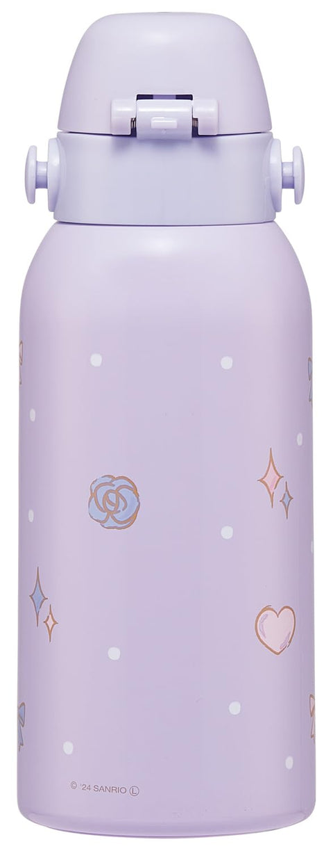 Skater STCH6 Children's Stainless Steel Water Bottle, Direct Drinking, 20.3 fl oz (600 ml), Children's Friendly Lightweight Type, Sanrio Chromi, Big Ribbon, For Girls, Cold Insulation, Water Bottle,