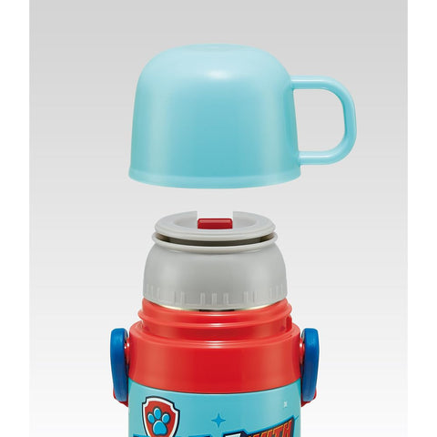 Skater SKDC4-A Children's Friendly, Lightweight, Stainless Steel, 2-Way Water Bottle, 15.2 fl oz (430 ml), Paw Patrol, 24, For Children, Direct Drinking, Cup Included, Stainless Steel