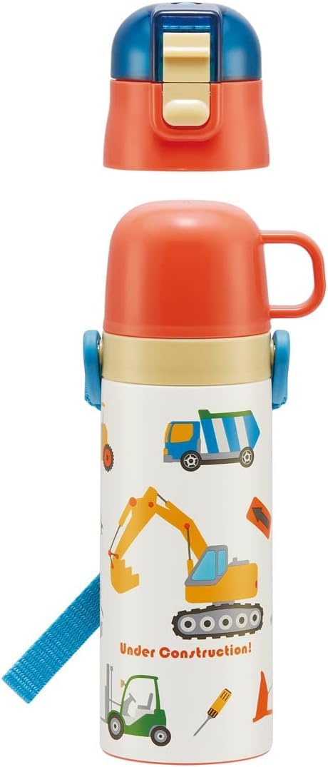 スケーター(Skater) 子供用 ステンレス 水筒 2way 直飲み 470ml コップ飲み 430ml はたらくクルマ 子供に優しい軽量タイプ 男の子 保温・保冷waterbottle スポーツボトル かわいい キッズ 子供 こども 水瓶 SKDC4-A